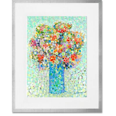 &Floral Bouquet Sage& Framed Acrylic Painting Print on Canvas Latitude Run Format: Silver WJJ7_N7NGS74