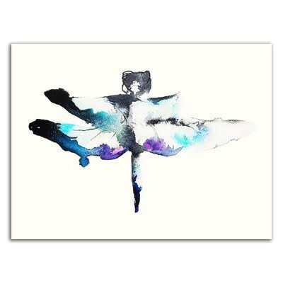 &Turquoise  Violet Dragonfly& by Karin Johannesson - Wrapped Canvas Painting Print Latitude Run Size: 24x22 H x 32x22 W x 1 MQD8_V5XTU44