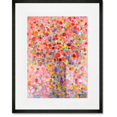 &Floral Bouquet Pink& Framed Acrylic Painting Print on Canvas Latitude Run Format: Black NGK7_I9VPS83