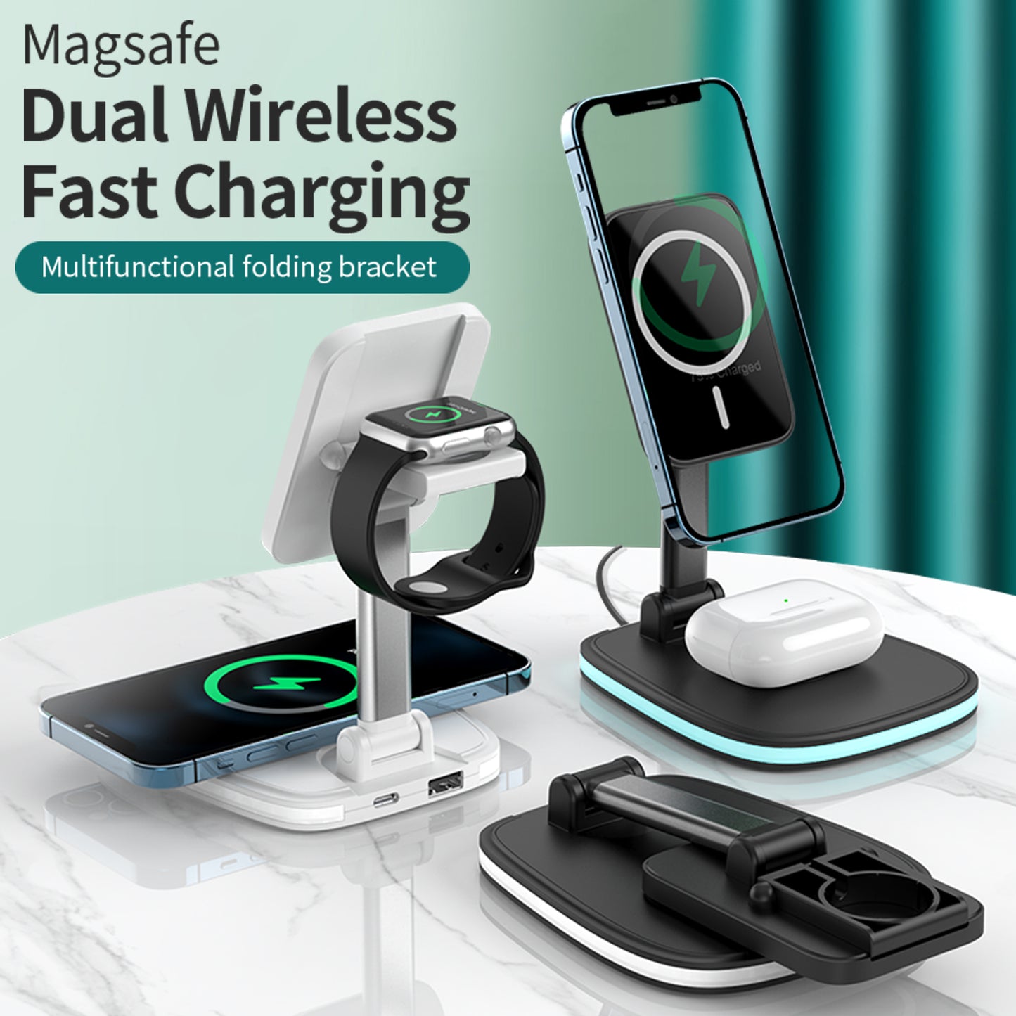 3in1 Magnetic QI 15W Charging Station